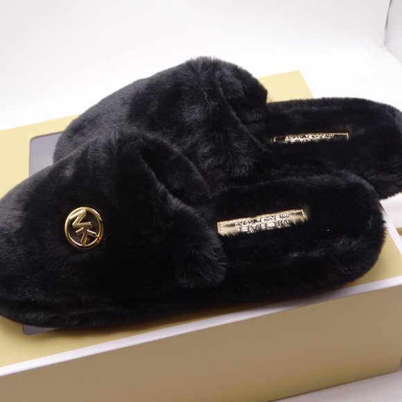 Michael Michael Kors Sherpa Black Slippers Sz 8 - Picture 6 of 6
